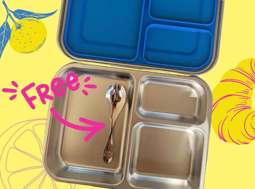 Die pinke Edelstahl-Lunchbox mit 3 Fächern