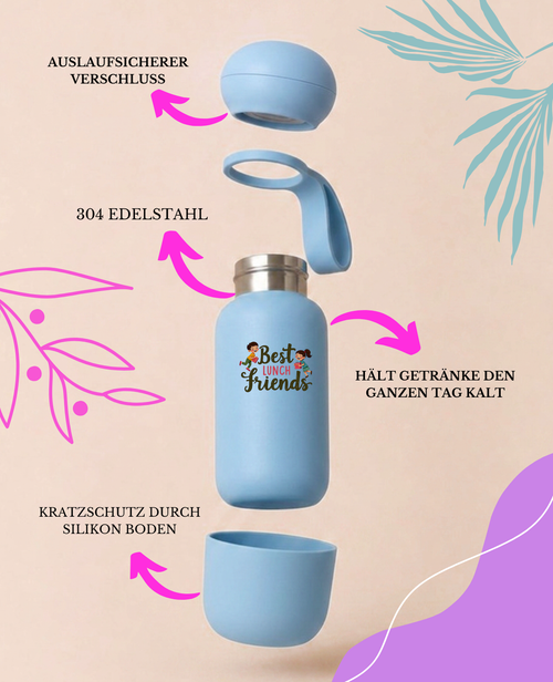 Die blaue isolierte Edelstahlflasche