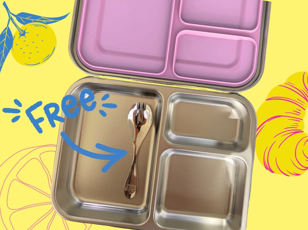 Die blaue Edelstahl-Lunchbox mit 3 Fächern