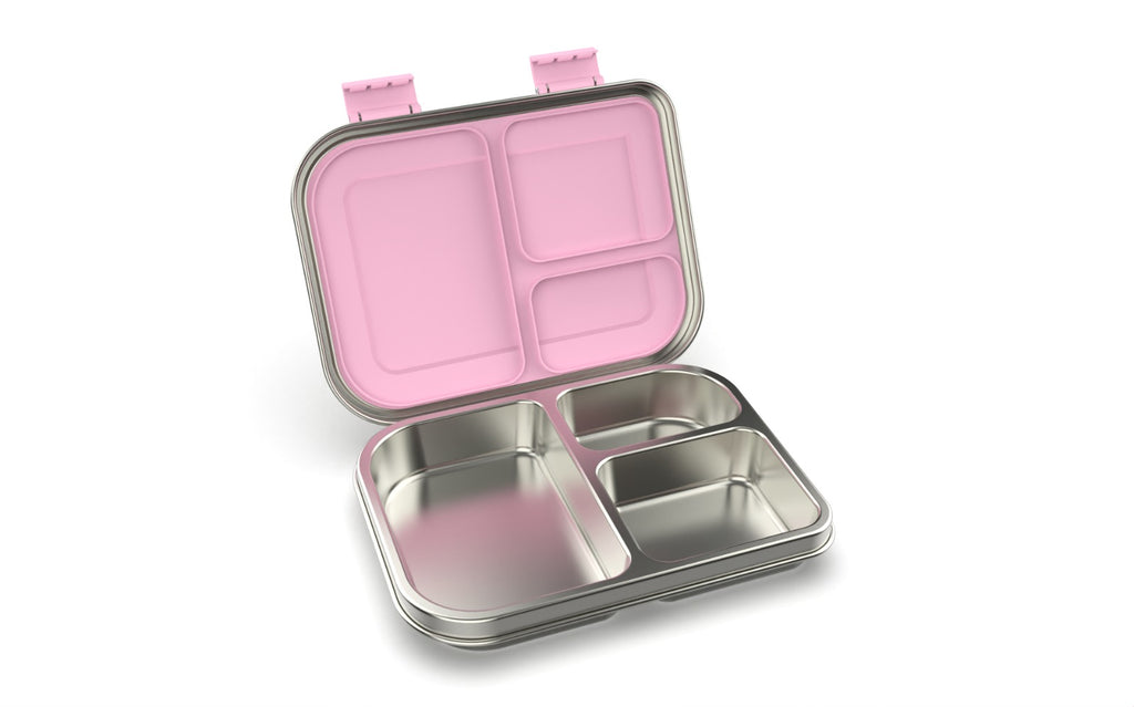Die blaue Edelstahl-Lunchbox mit 3 Fächern
