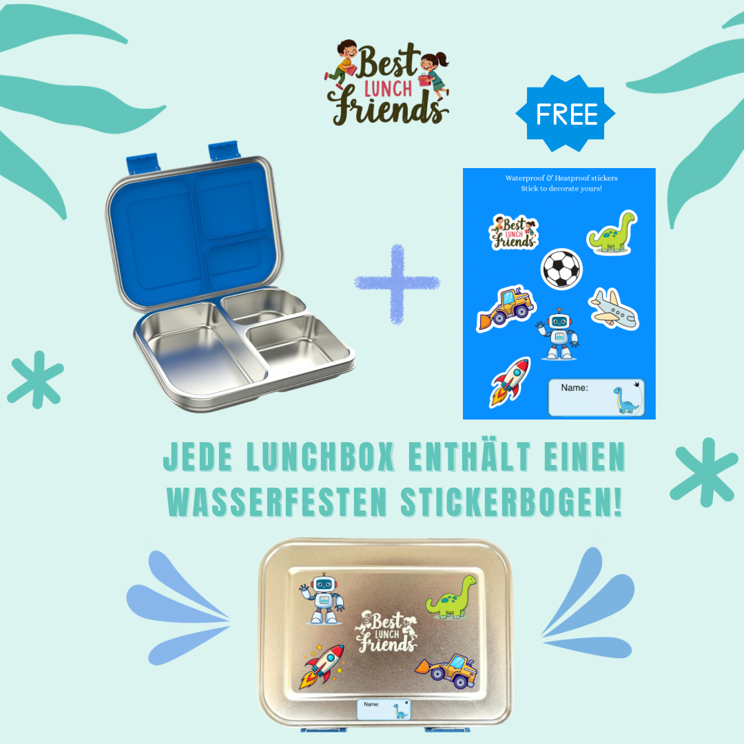 Die pinke Edelstahl-Lunchbox mit 3 Fächern