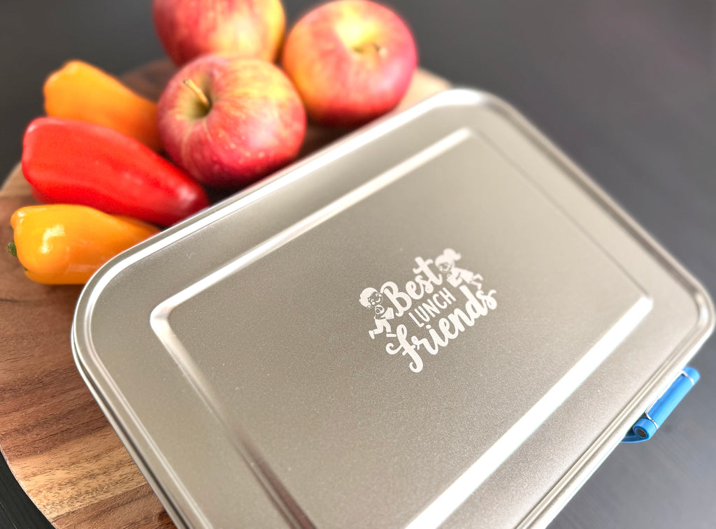 Die pinke Edelstahl-Lunchbox mit 3 Fächern