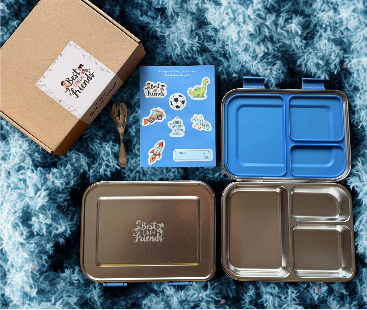 Die pinke Edelstahl-Lunchbox mit 3 Fächern