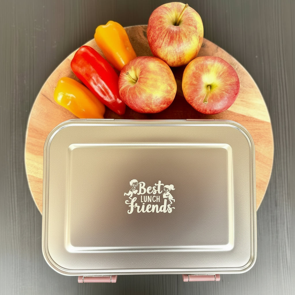 Die pinke Edelstahl-Lunchbox mit 3 Fächern