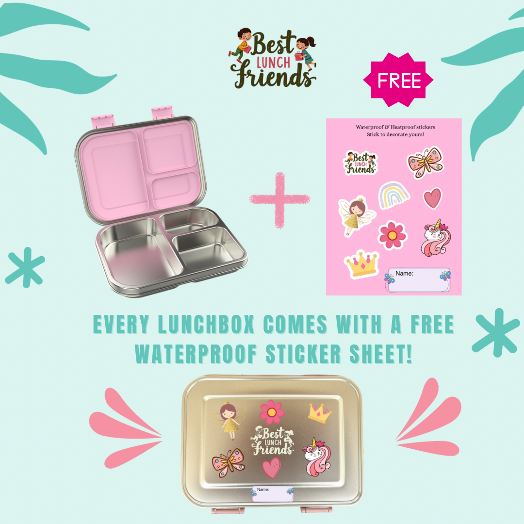 Die pinke Edelstahl-Lunchbox mit 3 Fächern