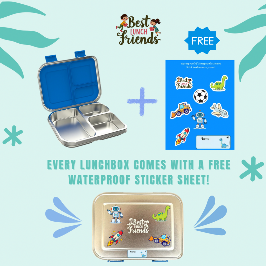 Die blaue Edelstahl-Lunchbox mit 3 Fächern